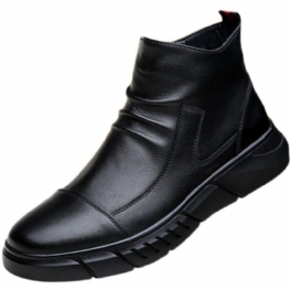 2024 Jesienno-zimowe Nowe Buty Męskie Wysokie Skórzane Antypoślizgowe Casual Dress Fashion Slip-on Trend