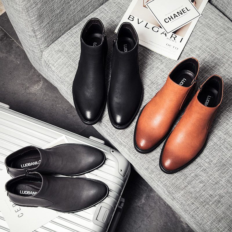 2024 Męskie Buty Nowe Wysokie Wizytowe Business Casual Wewnętrzna Podwyższona Jesienno-zimowa Chelsea Martin Boots Trendy