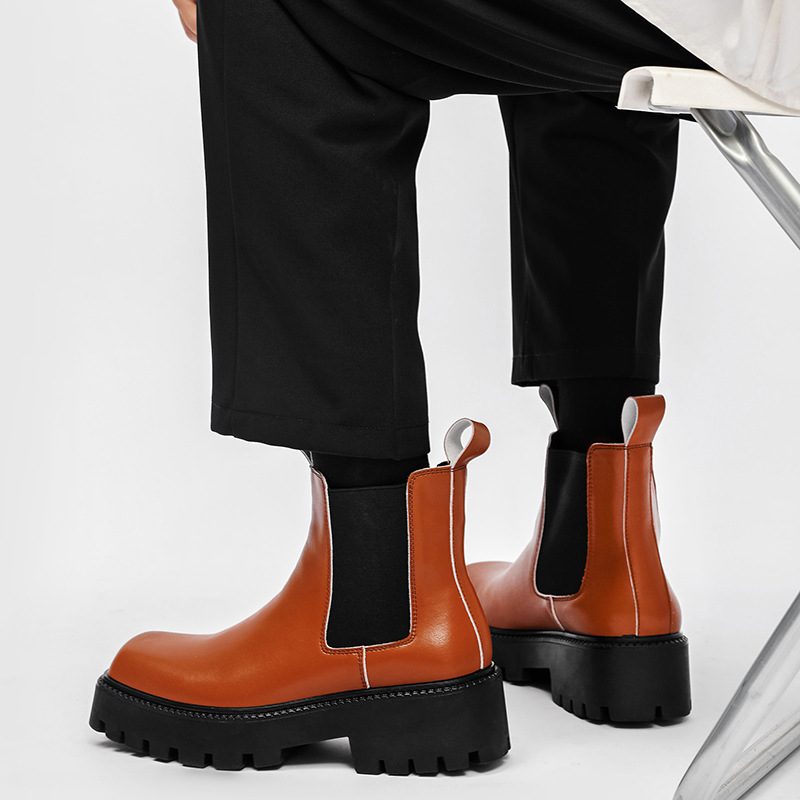 2024 Zhongtong Chelsea Boots Męskie Oddychające Grube Podeszwy Buty Modne Narzędziowe