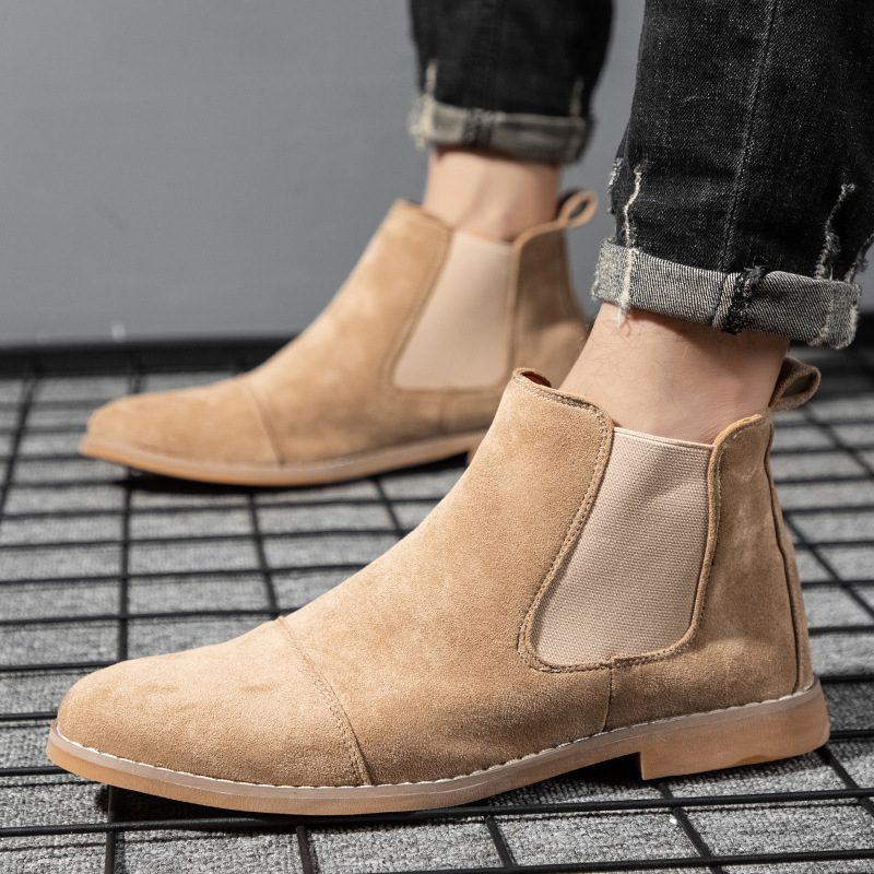 Chelsea Boots Męskie Wysokie Buty Martin Mid-top Szpiczasty Nosek Krótkie Jesienne