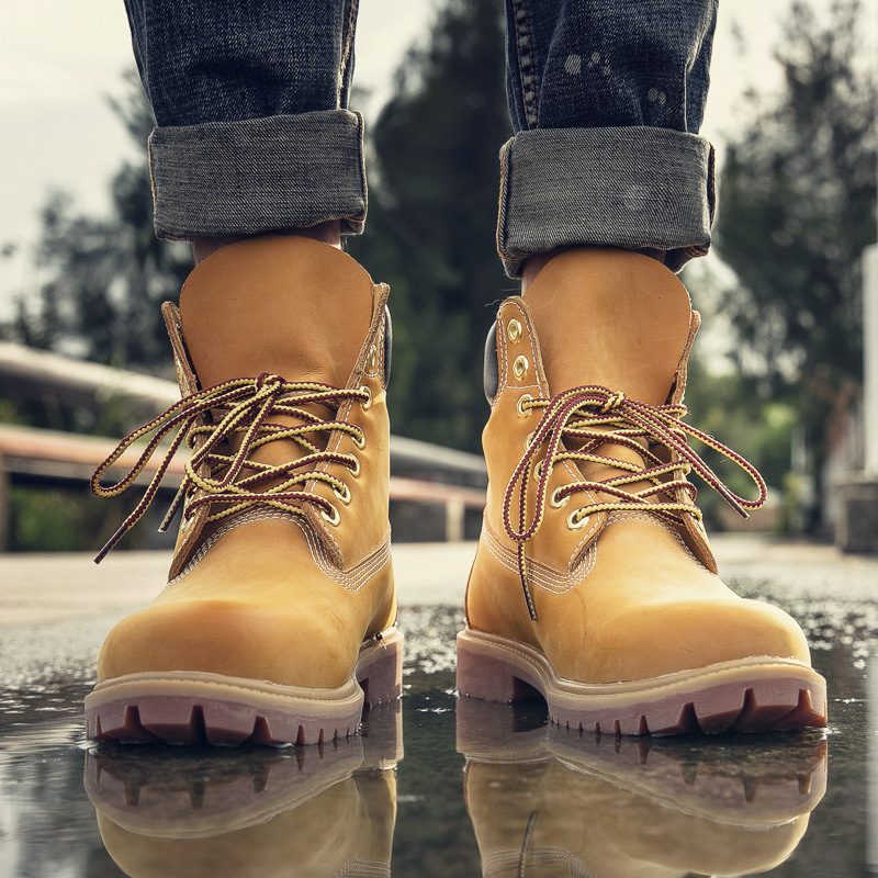 Timberland Wodoodporne Plus Aksamitne Buty Męskie Martin Carter Cat Oprzyrządowanie Wysokie Śniegowce Outdoorowe