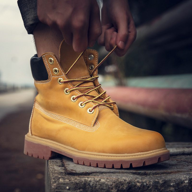 Timberland Wodoodporne Plus Aksamitne Buty Męskie Martin Carter Cat Oprzyrządowanie Wysokie Śniegowce Outdoorowe