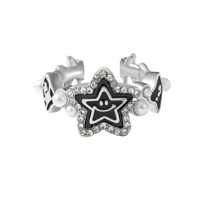 Pearl Lucky Star Ring Otwarcie Regulowana Konstrukcja Zaawansowana Osobowość Mody