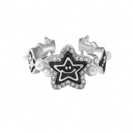 Pearl Lucky Star Ring Otwarcie Regulowana Konstrukcja Zaawansowana Osobowość Mody