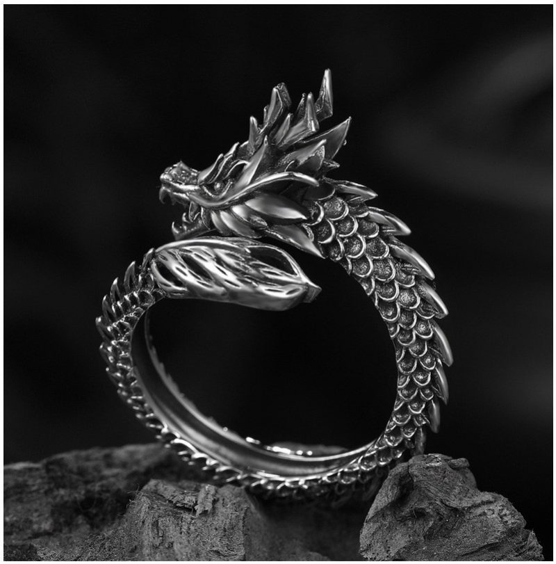 Retro Dragon Ring Męski Dominujący Pojedynczy Otwór Modny I Damski Pierścionek Z Palcem Wskazującym