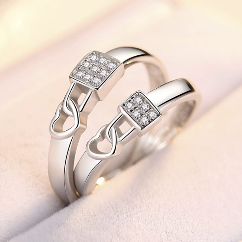 S925 Silver Lock Heart Couple Rings Para Kochanków Mężczyzn I Kobiet Pierścionek Zaręczynowy Prezent Na Rocznicę