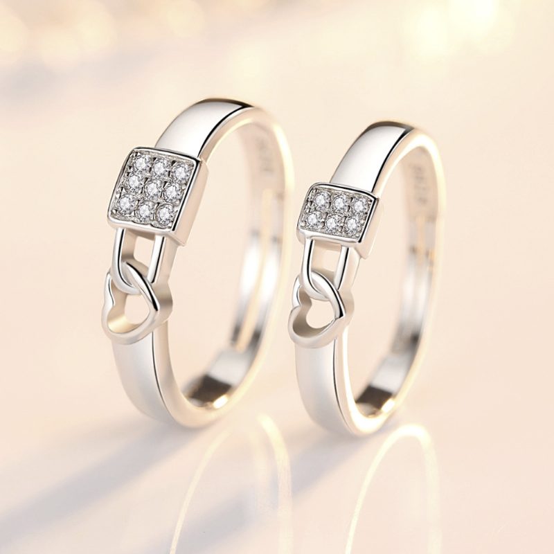 S925 Silver Lock Heart Couple Rings Para Kochanków Mężczyzn I Kobiet Pierścionek Zaręczynowy Prezent Na Rocznicę