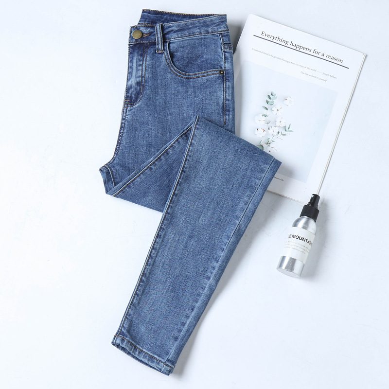 Damskie Jeansy Z Wysokim Stanem I Rozciągliwością W Kolorze Skinny Blue