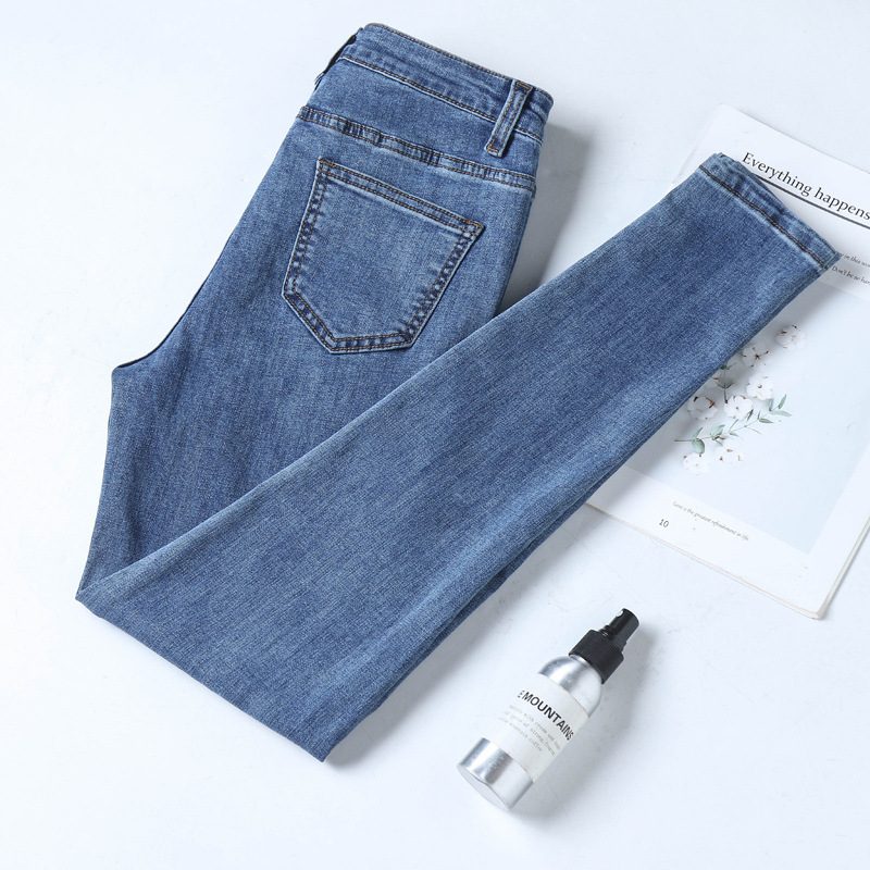 Damskie Jeansy Z Wysokim Stanem I Rozciągliwością W Kolorze Skinny Blue