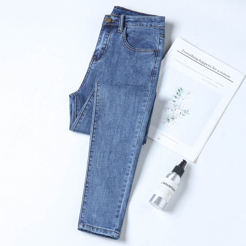 Damskie Jeansy Z Wysokim Stanem I Rozciągliwością W Kolorze Skinny Blue