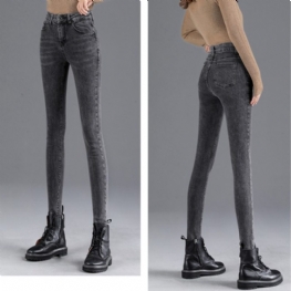 Elastyczne Jeansy Z Wysokim Stanem Damskie Skinny Stretch Slim