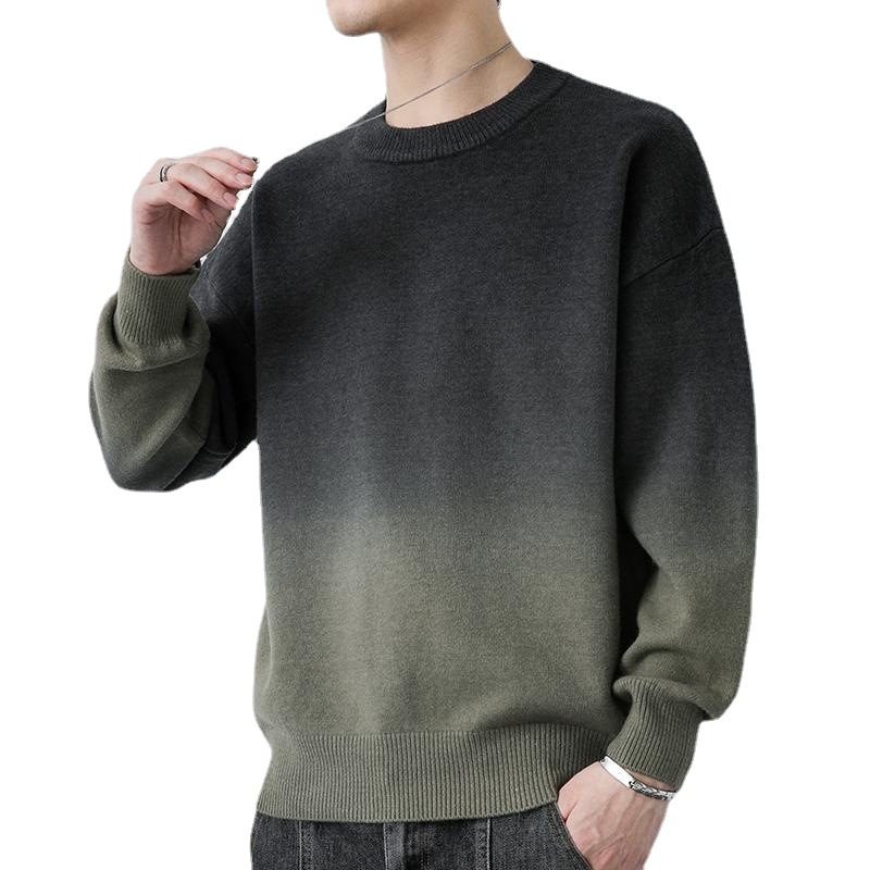 Sweter Gradient Z Okrągłym Dekoltem Męski Trend 2024 Luźny