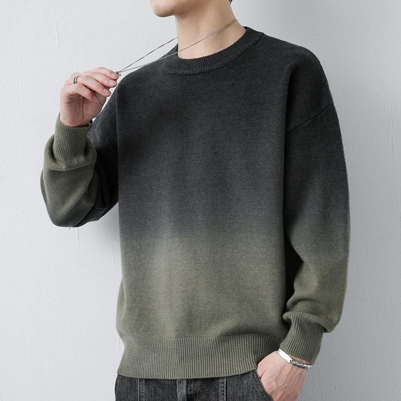 Sweter Gradient Z Okrągłym Dekoltem Męski Trend 2024 Luźny