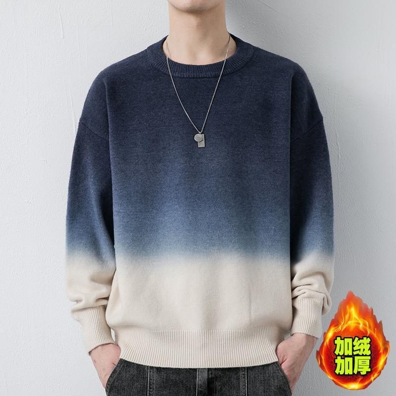 Sweter Gradient Z Okrągłym Dekoltem Męski Trend 2024 Luźny