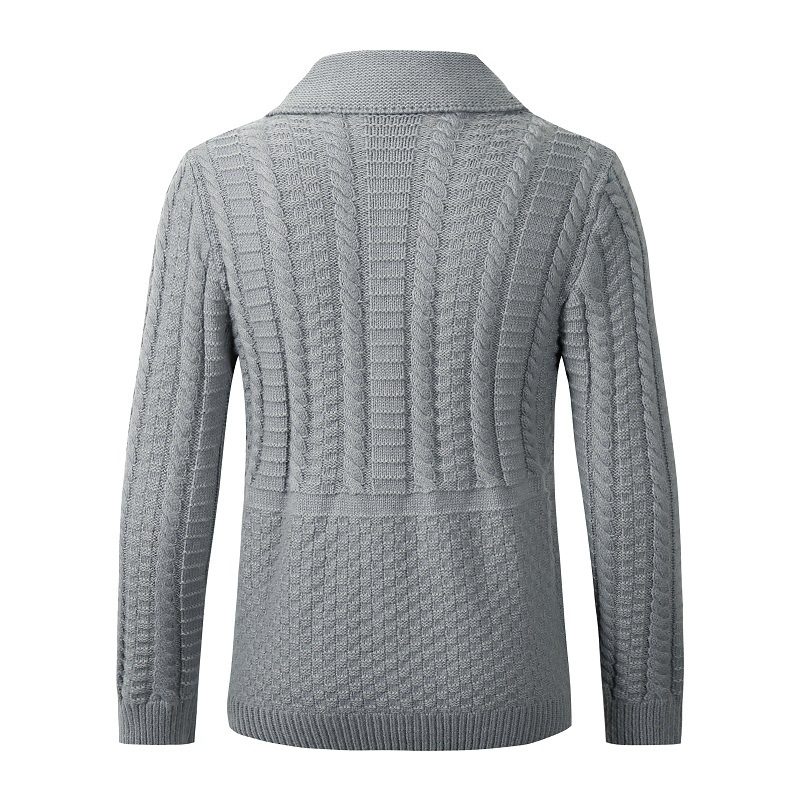 Sweter Męski Twisted Cardigan Lapel Collar Jednokolorowa Dzianinowa Kurtka