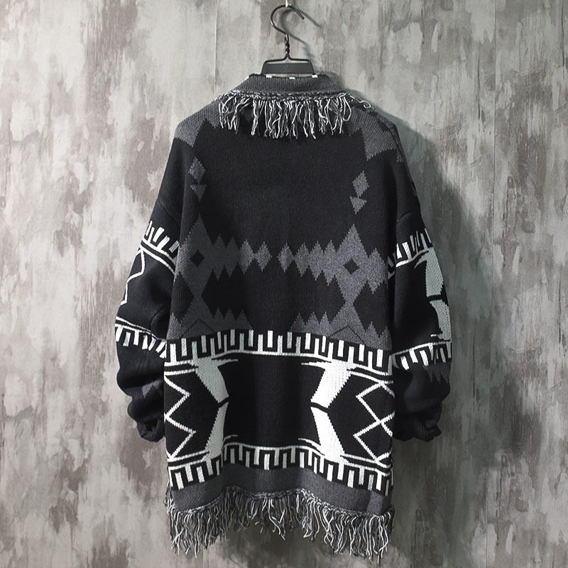 Sweter W Stylu Vintage Męski Kardigan Luźny