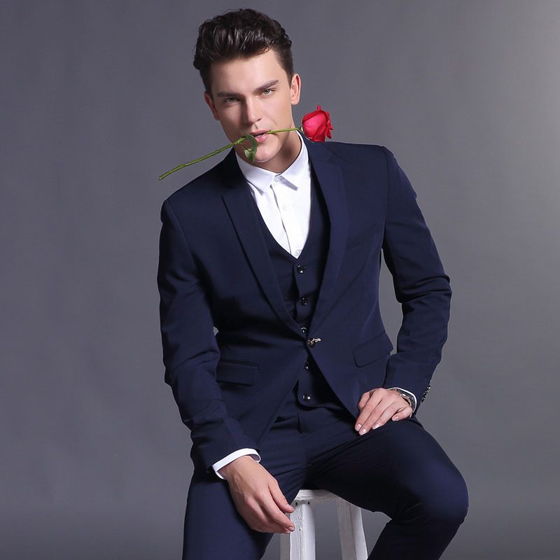 2024 Męski Garnitur Trzyczęściowy Business Casual Groom Fashion Dress One Button