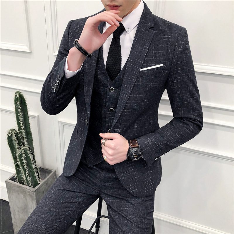 Garnitur Męski Trzyczęściowy Business Casual Odzież Robocza Slim Dress