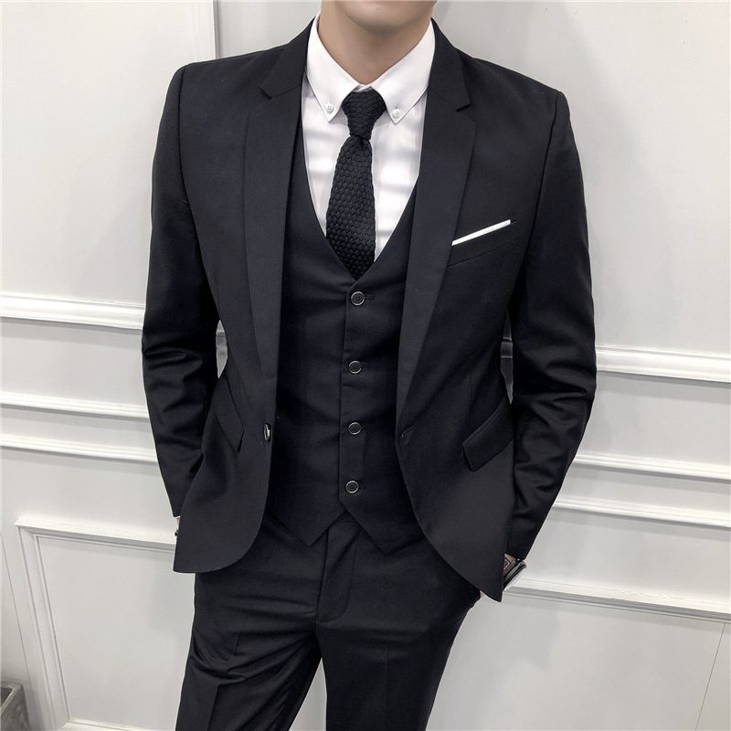 Garnitur Męski Trzyczęściowy Business Casual Odzież Robocza Slim Dress