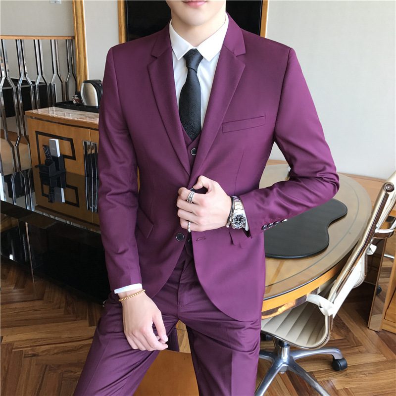 Garnitur Męski Trzyczęściowy Business Casual Odzież Robocza Slim Dress