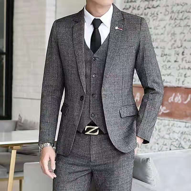 Garnitur Męski Trzyczęściowy Slim Fit Casual