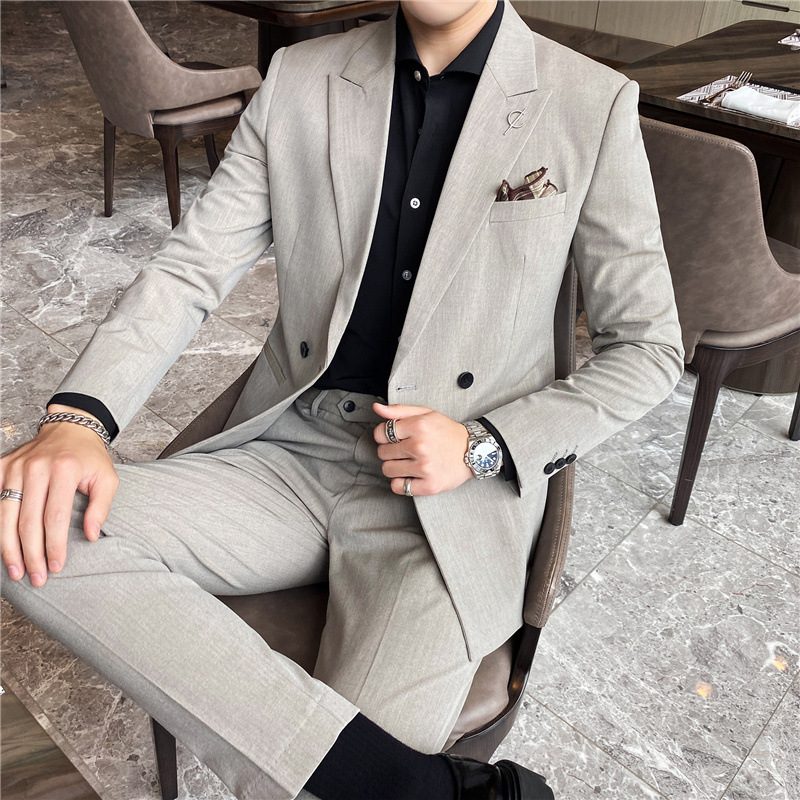 Garnitury Męskie Casual Dwuczęściowy Fashion One Button Business Groom's Suits Groomsmen