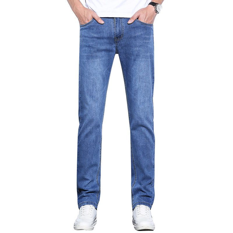 Elastyczne Dżinsy Męskie Slim Fit Prosto Trendy Casual