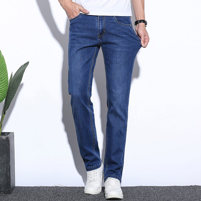 Elastyczne Dżinsy Męskie Slim Fit Prosto Trendy Casual