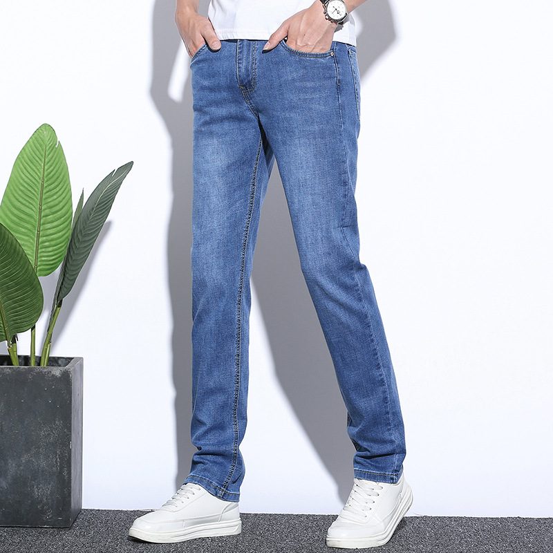 Elastyczne Dżinsy Męskie Slim Fit Prosto Trendy Casual