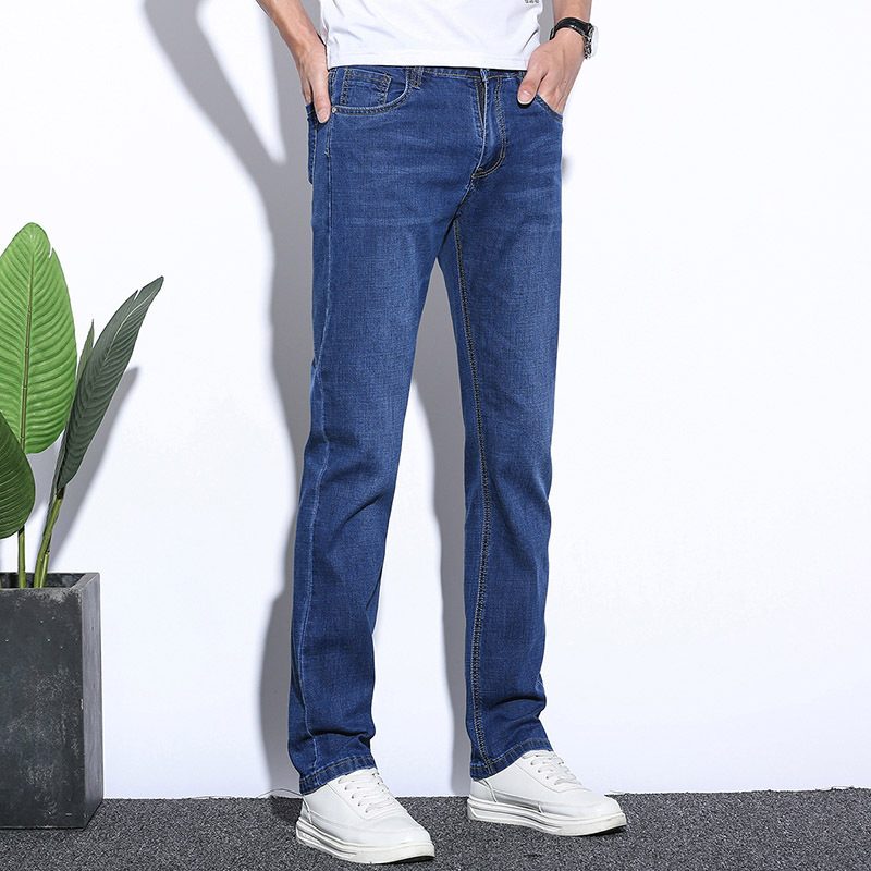 Elastyczne Dżinsy Męskie Slim Fit Prosto Trendy Casual