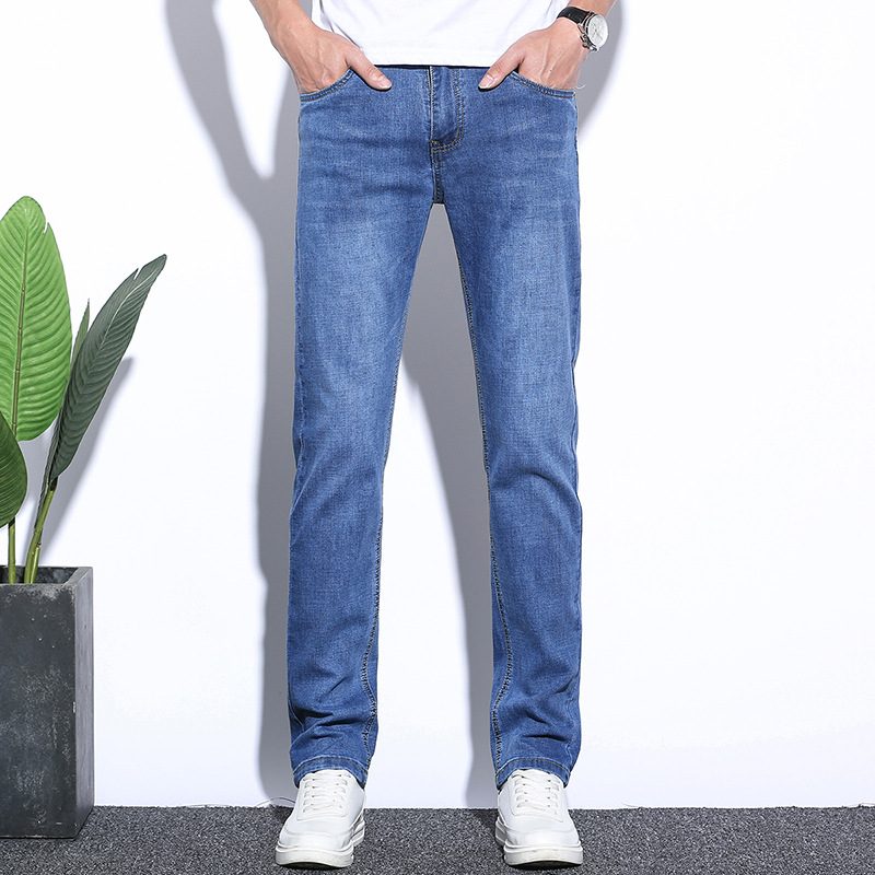 Elastyczne Dżinsy Męskie Slim Fit Prosto Trendy Casual