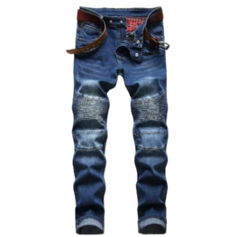 Męskie Spodnie Jeansowe Slim Fit Z Suwakiem