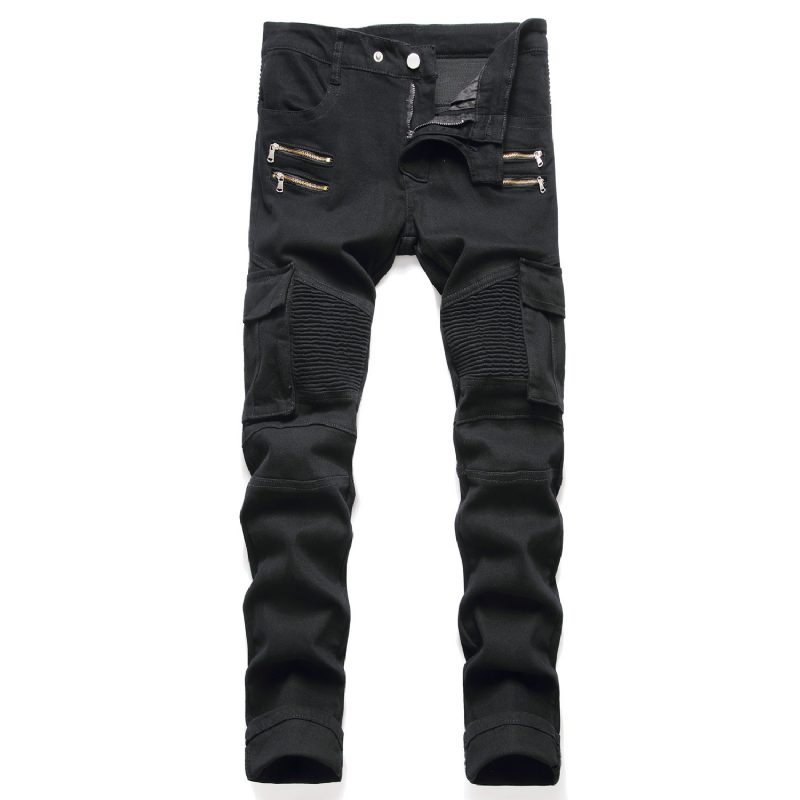 Męskie Spodnie Jeansowe Slim Fit Z Suwakiem