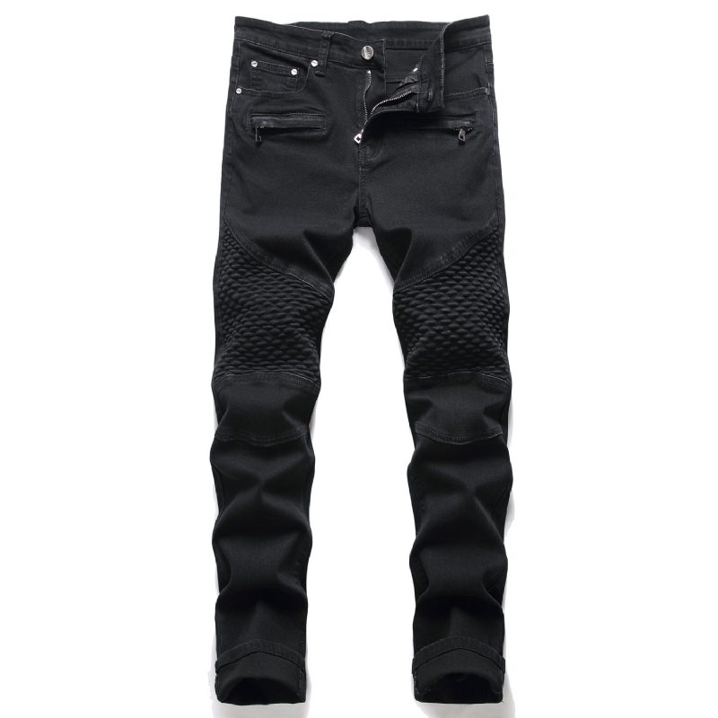 Męskie Spodnie Jeansowe Slim Fit Z Suwakiem