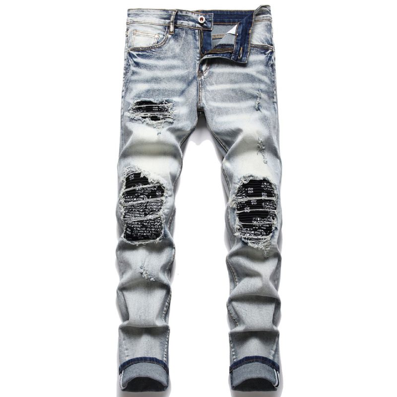 Męskie Spodnie Jeansowe Slim Fit Z Suwakiem