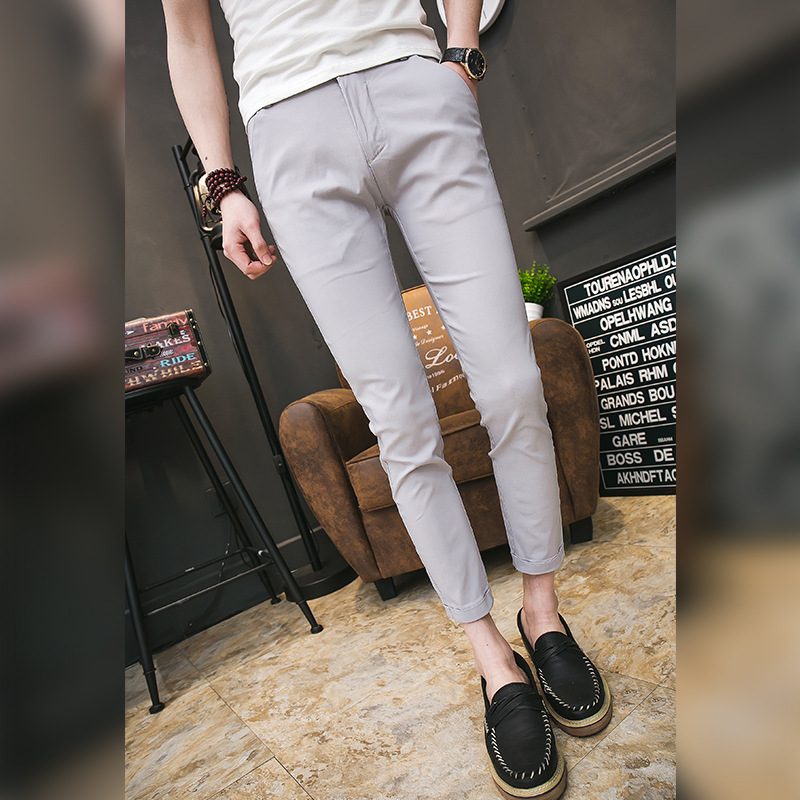 Spodnie Męskie Slim Cropped Casual Elastyczny