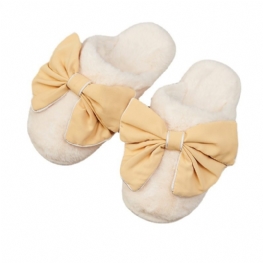 Winter Cute Bowknot Home Męskie Kapcie Domowe I Bawełniane Damskie Antypoślizgowe Ciepłe Outdoor Furry Couple