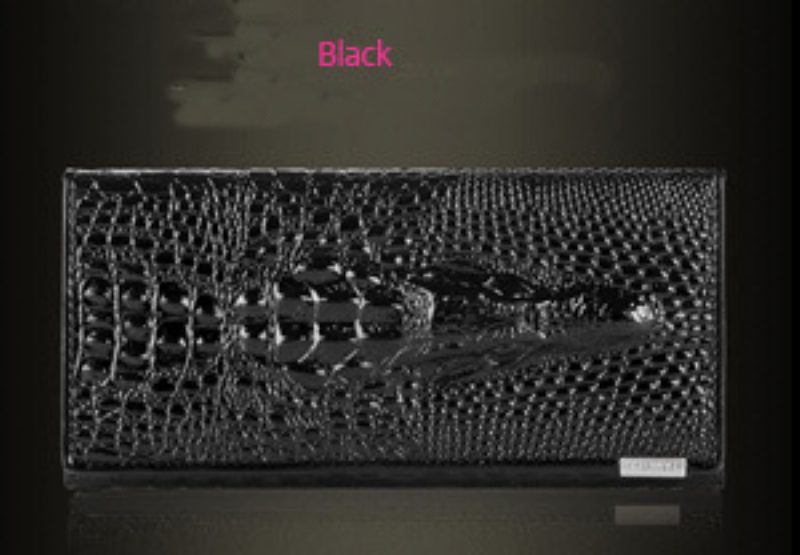 Portfel Damski Ze Wzorem Krokodyla Z Długim Zamkiem Błyskawicznym Skórzany O Dużej Pojemności