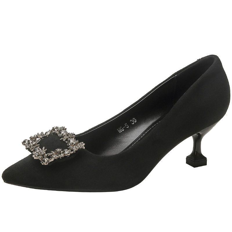 Czarne Buty Na Wysokim Obcasie Damskie Wiosenne I Jesienne Nowe Fanki Rhinestone Girl Stiletto Sexy Flat Shoes