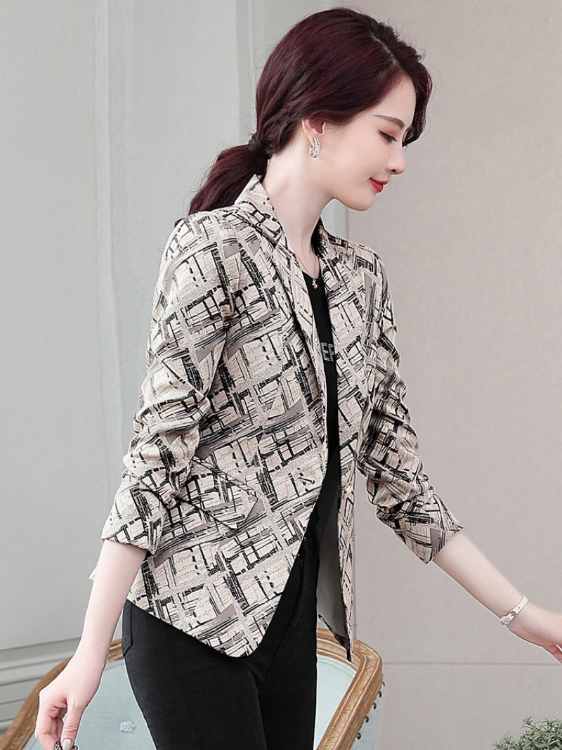 Blazers Coat Ladies 2024 Slim Fit Casual Cropped Check Trend