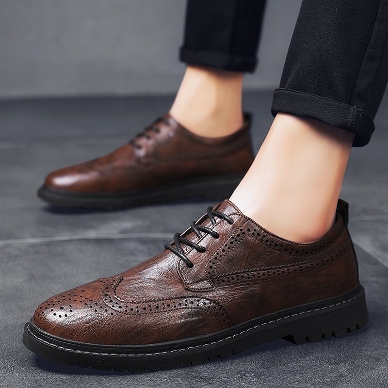 2024 Four Seasons Fashion Men's Shoes Brogue Trendy Młodzieżowe Męskie Buty Wizytowe