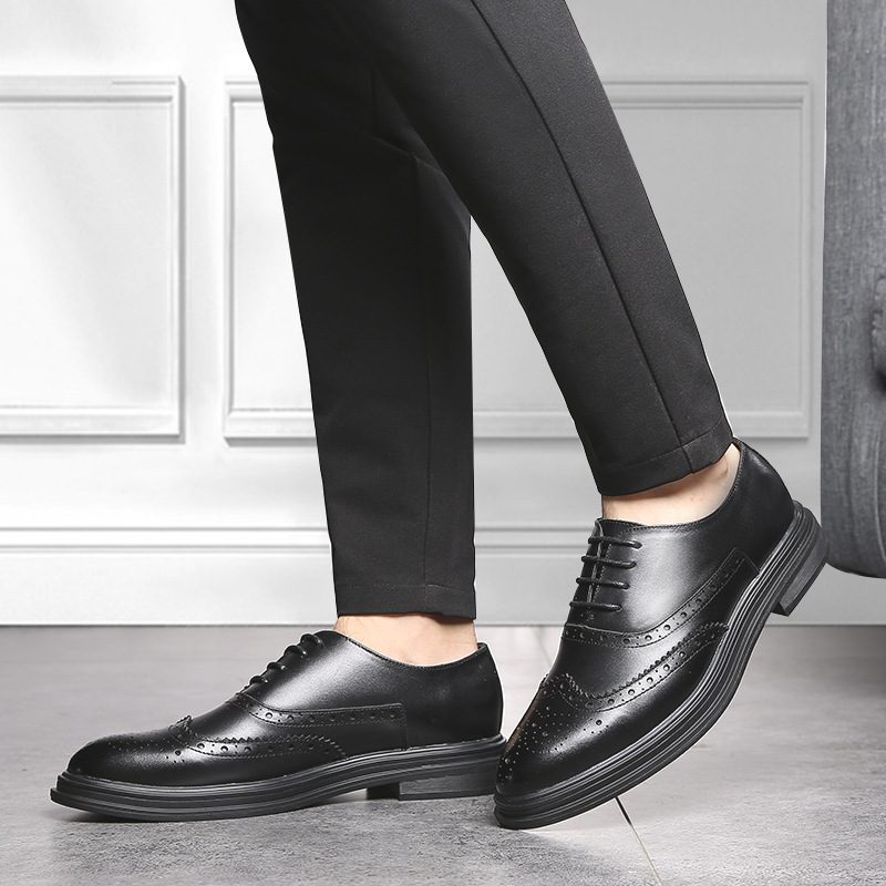 Jesień Brogue Buty Sukienka Męskie Casual Business Dress Groomsmen Czarne Ślubne Pana Młodego