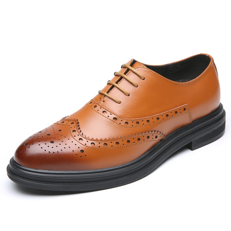 Jesień Brogue Buty Sukienka Męskie Casual Business Dress Groomsmen Czarne Ślubne Pana Młodego