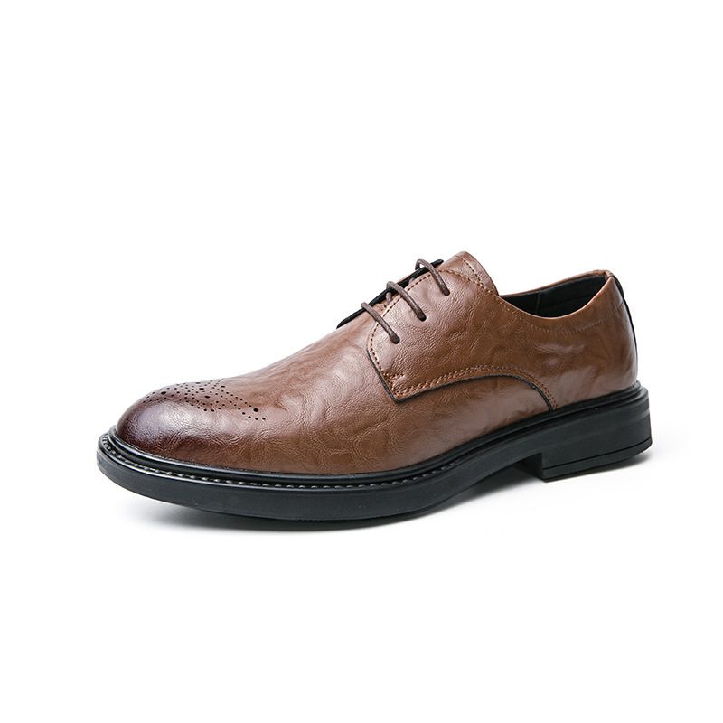 Jesienny Trend Męskie Business Casual Fashion Brogue Buty Rzeźbione Grube Podeszwy Zwiększają Małe Modne