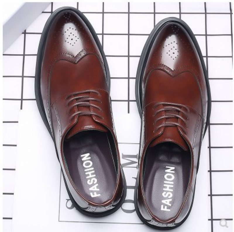 Nowe Męskie Buty Typu Brogue Formalne Wizytowe Business Casual Sznurowane Oddychające Podwyższające Ślubne