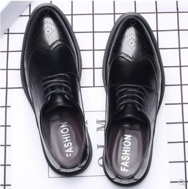 Nowe Męskie Buty Typu Brogue Formalne Wizytowe Business Casual Sznurowane Oddychające Podwyższające Ślubne