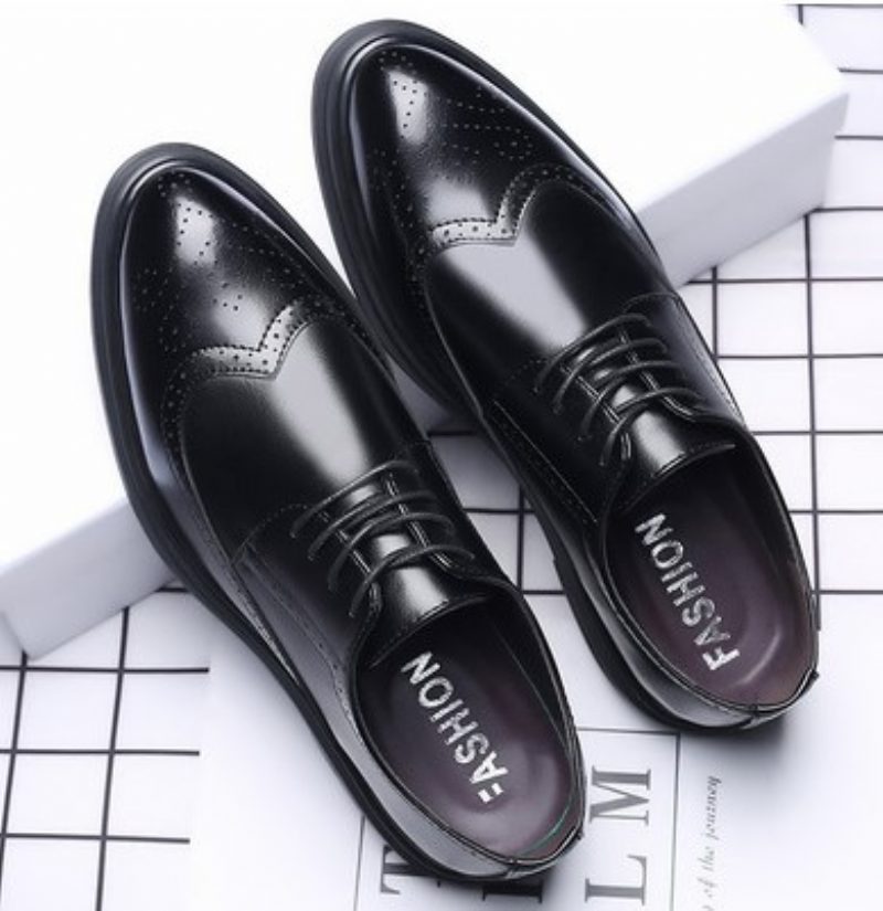 Nowe Męskie Buty Typu Brogue Formalne Wizytowe Business Casual Sznurowane Oddychające Podwyższające Ślubne