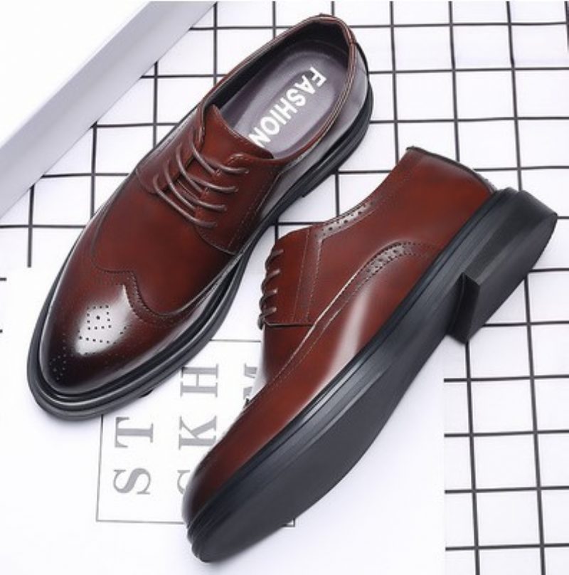 Nowe Męskie Buty Typu Brogue Formalne Wizytowe Business Casual Sznurowane Oddychające Podwyższające Ślubne