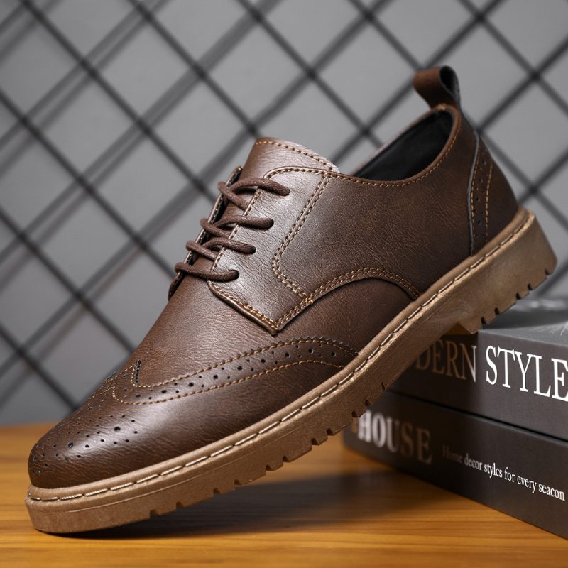 Obuwie Na Co Dzień Męskie Wiosenne Nowe Buty Typu Brogue Retro Trampki Modne Narzędziowe