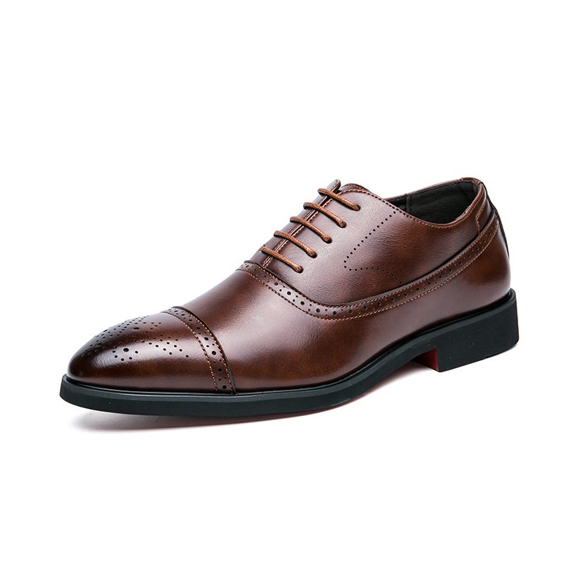 Plus Rozmiar Business Casual Oxford Buty Czarna Sukienka Moda Półbuty Rzeźbione Ślubne